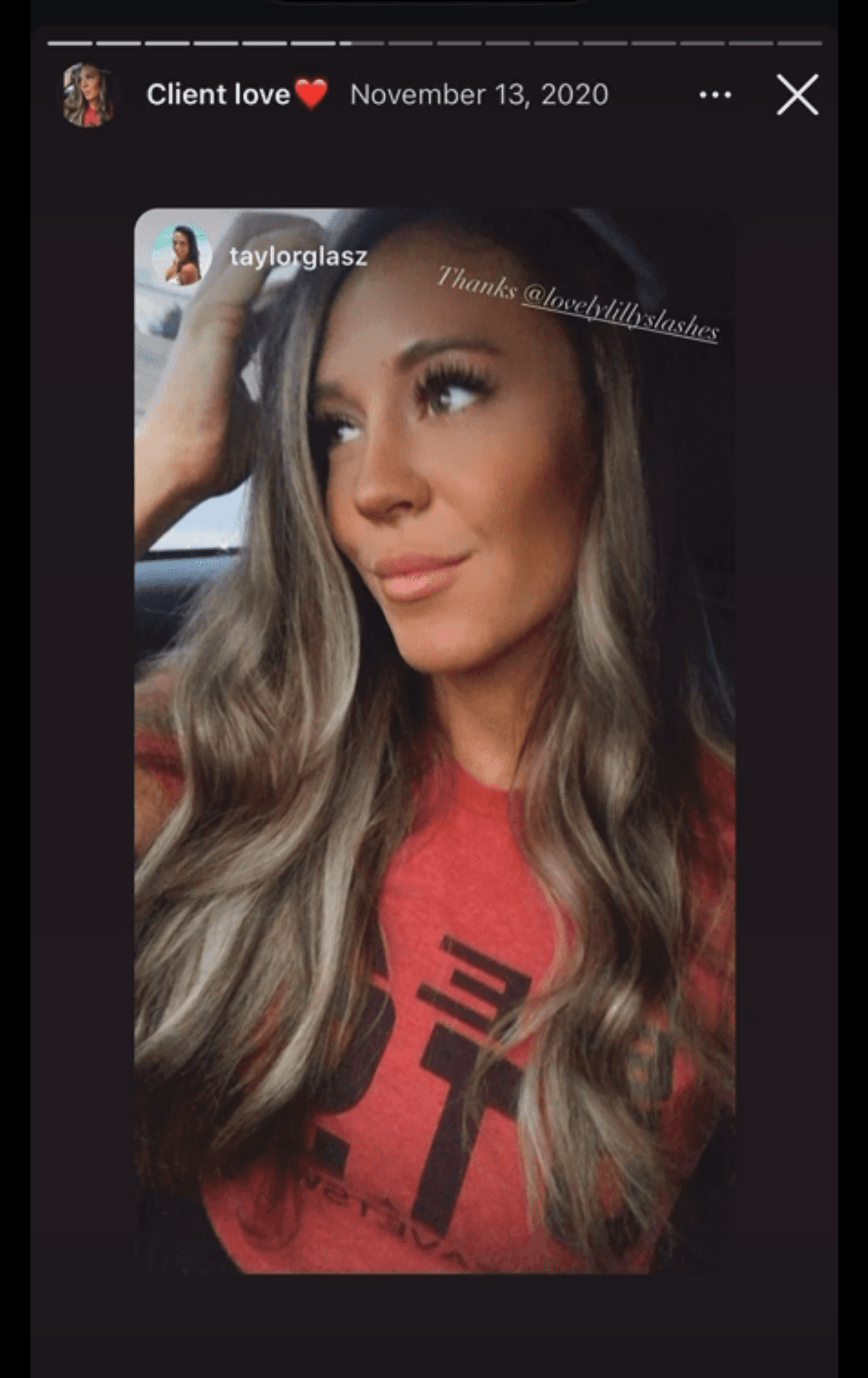 Jen on the fullness and length of her lashes