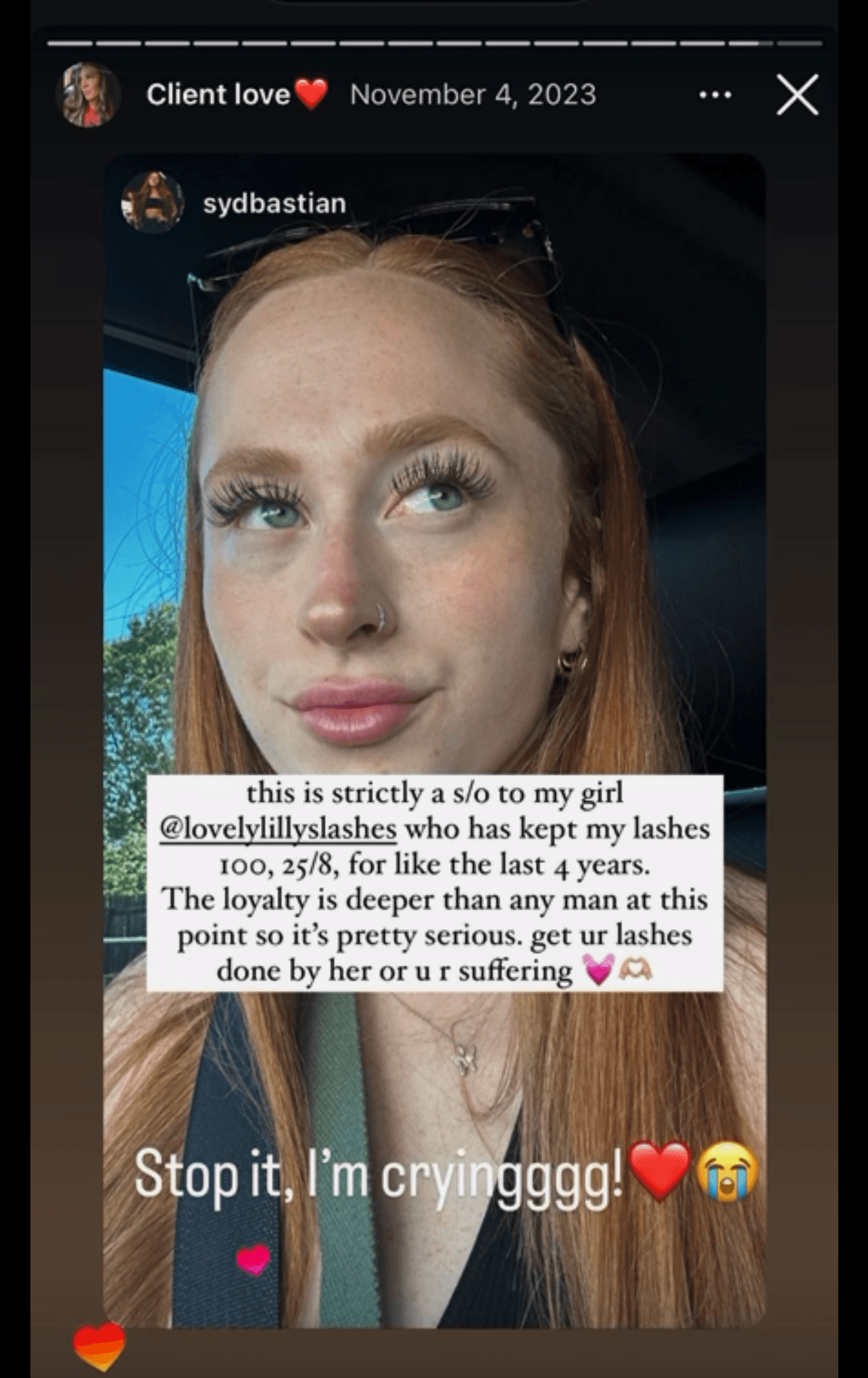 Shmeeg celebrating her beautiful lashes